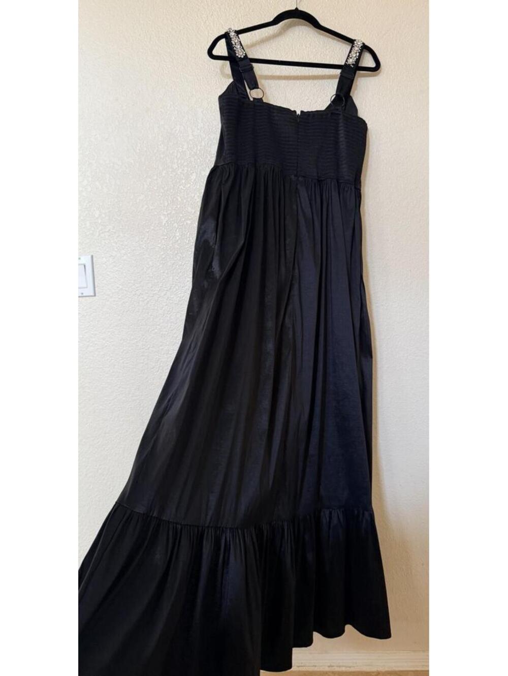 New Hutch Ericha Crystal Embellished Satin Gown In Black Sz 14 $350 - Picture 13 of 16
